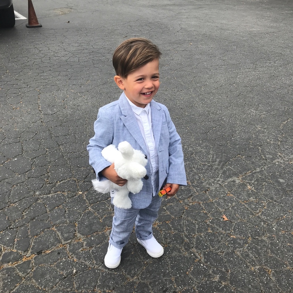 Toddler light blue linen suit - size 2T